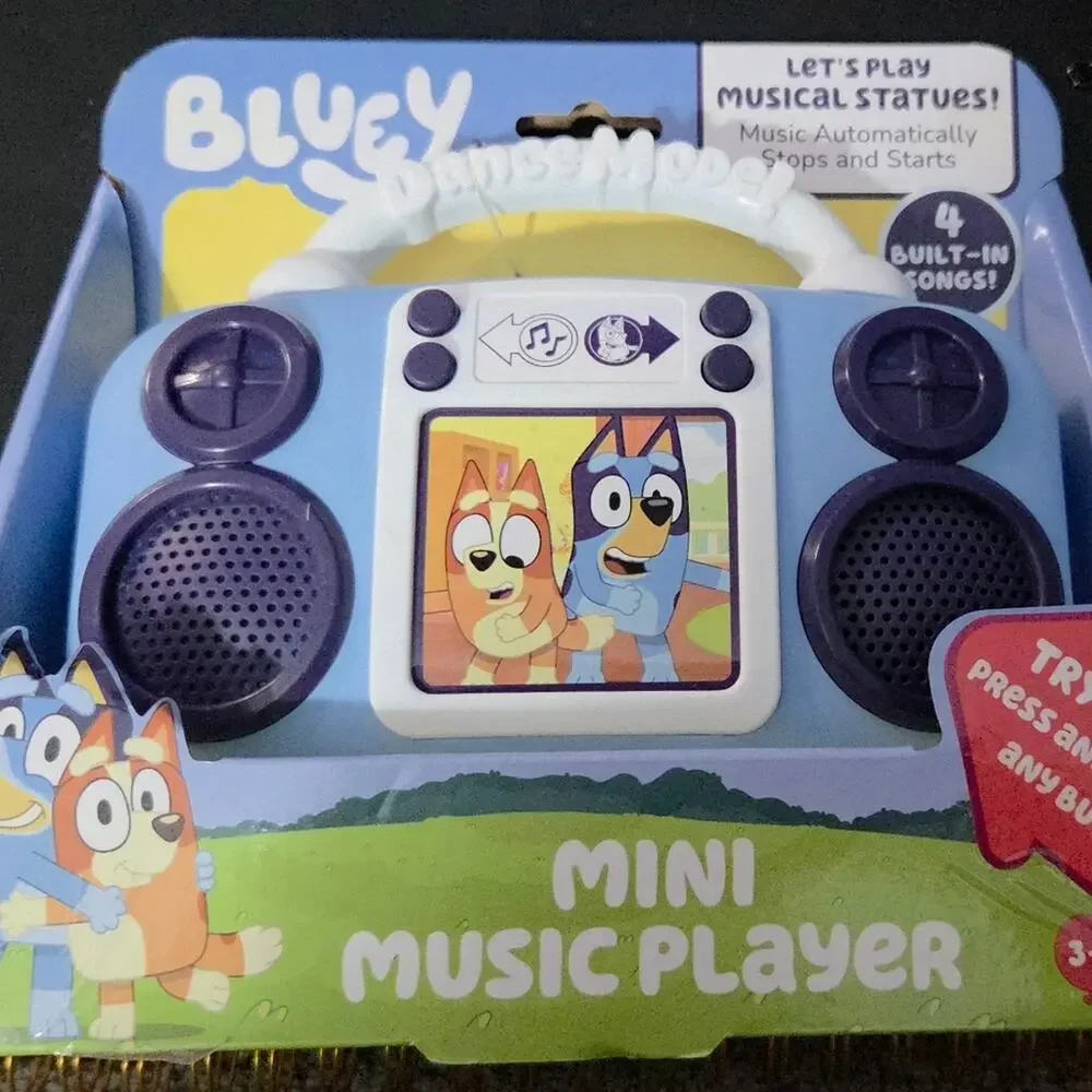 Bluey Mini Music Player Toy 4 Songs Musical Statues Light Up Dance Mode NIB